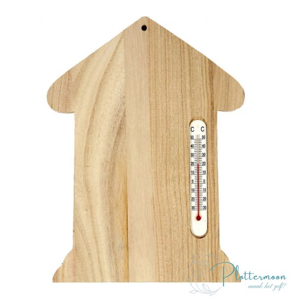 Houten thermometer huis
